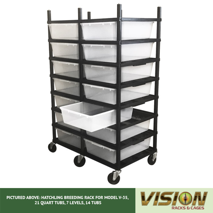 7 Level Breeding Rack (for Qty. 14, Model V-35, 21 Quart Tubs)