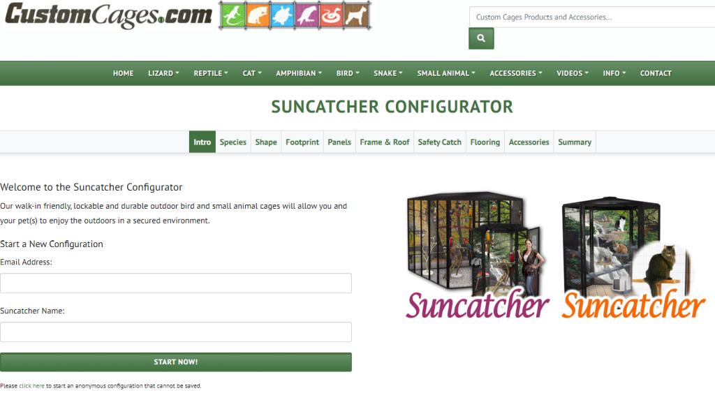 screenshot of suncatcher configurator page